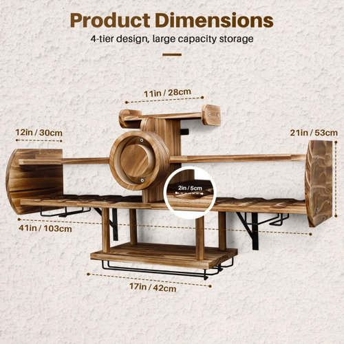Millwood Pines Dulin 8 Bottle Solid Wood Wall Mounted Wine Bottle